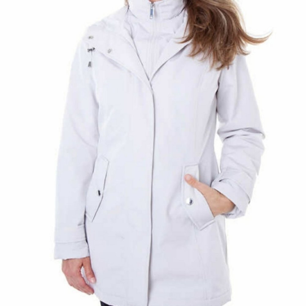 HFX Womens All Weather Hooded Coat--Cement - Picture 2 of 12